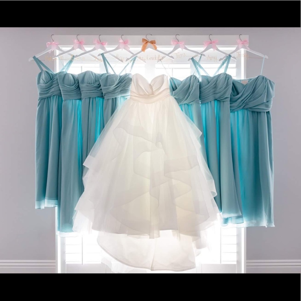 Weddington Way Size 4 Strapless Blue Flowy Bridesmaid Dress - Picture 3 of 8